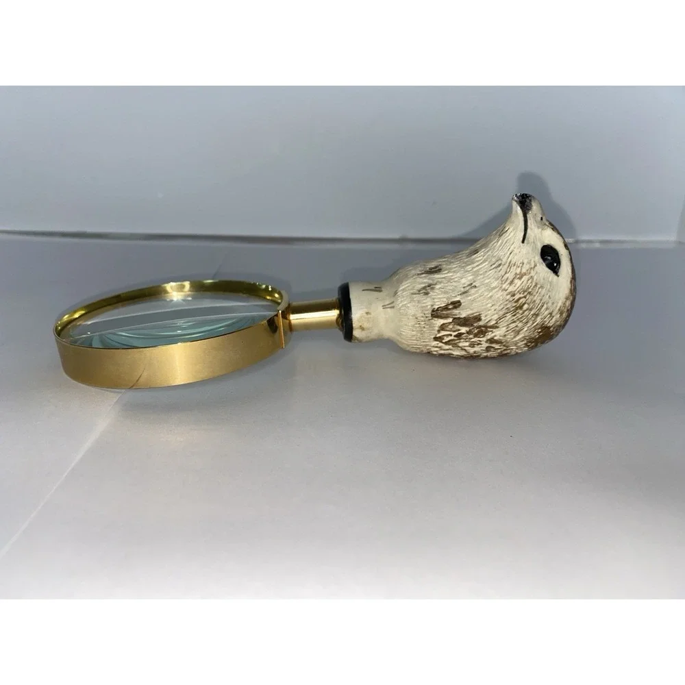 Vintage Carved Handheld Hawk Head Glass Magnifier Office‎ Desk Magnifying Glass